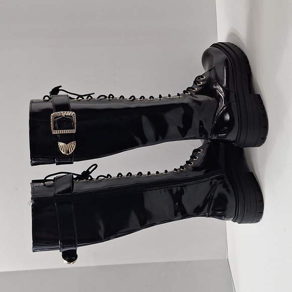 Gianni Bini Black Sky Scraper Whimsigoth Lug Sole Punk Platform Boots Size 7.5 - Picture 5 of 13